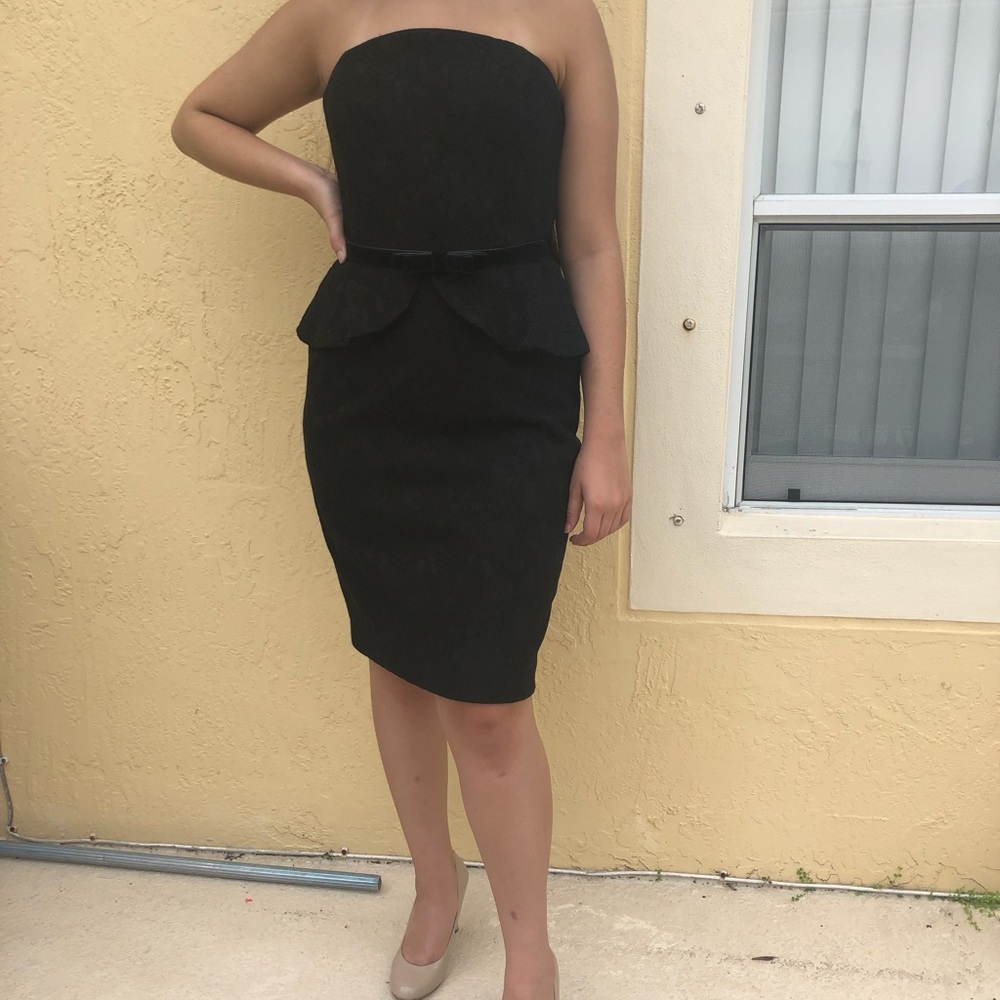 Very Pretty Black Strapless Peplum Dress (WHBM)